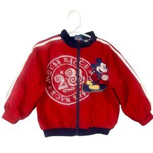 Disney Mickey Mouse Red Jacket Kids Size 4T Zip-Up With Pockets Lightweight GUC